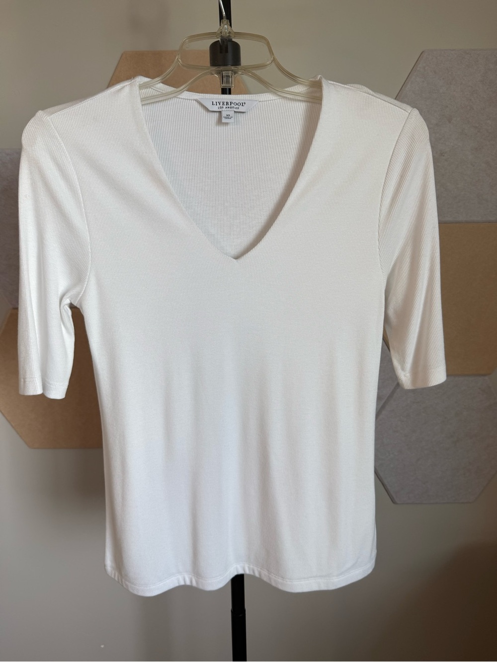 Liverpool White V-Neck Short Sleeve Top